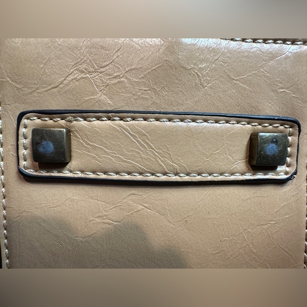 Simply Noelle Small Tan or Light Brown Faux Leather Double Handle Handbag - Picture 8 of 16